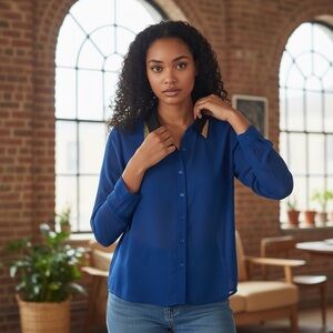 WS807 Kirra Surfer Brand Metal Collar Sheer Top S